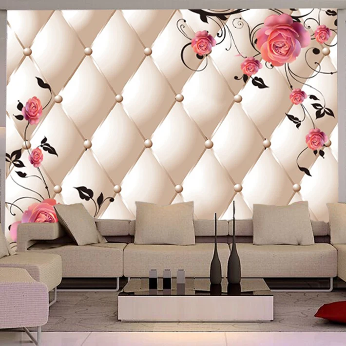 3D настенная роспись обои розы цветы мягкий мешок Фреска для телевизора фон
