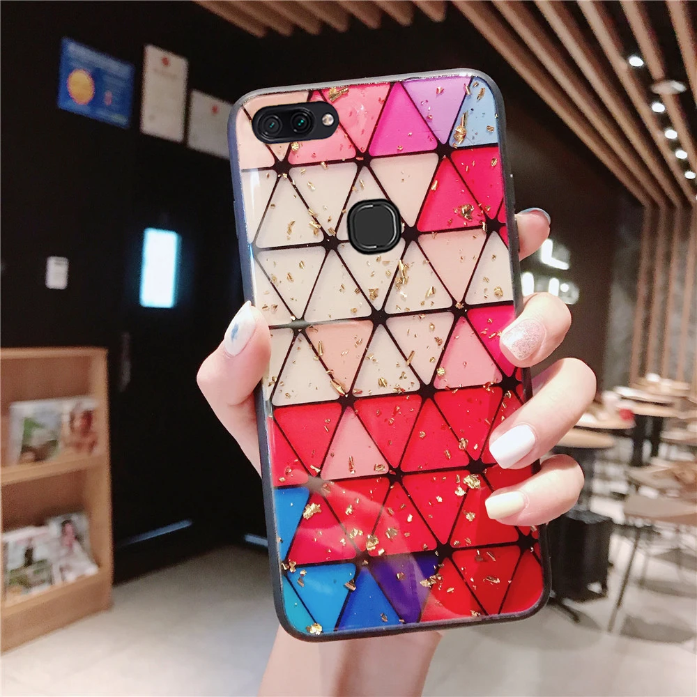 For vivo x20 Case Colored Rhombus Lattice Gold Foil Cover case Vivo X20 Plus Fashion Bling Soft Tpu Cases | Мобильные телефоны и
