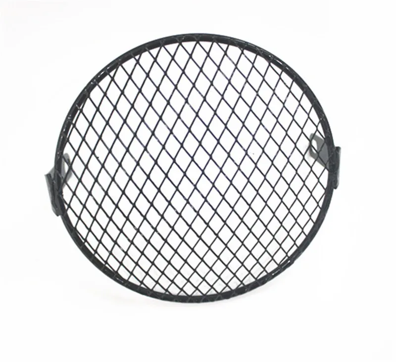 

6.5 inch Metal Motorcycle Front Headlight Lamp Mesh Grille Cover Mask Square Grid For Honda Cafe Racer Parts