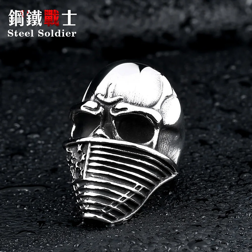 Стальной солдат новый стиль нержавеющая сталь череп кольцо мода байкер тяжелый
