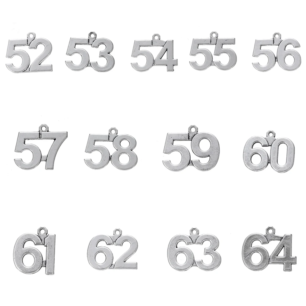 

RAINXTAR Fashion Alloy 52-64 Lucky Birthday Number Pendant Charms 20pcs AAC1731-5