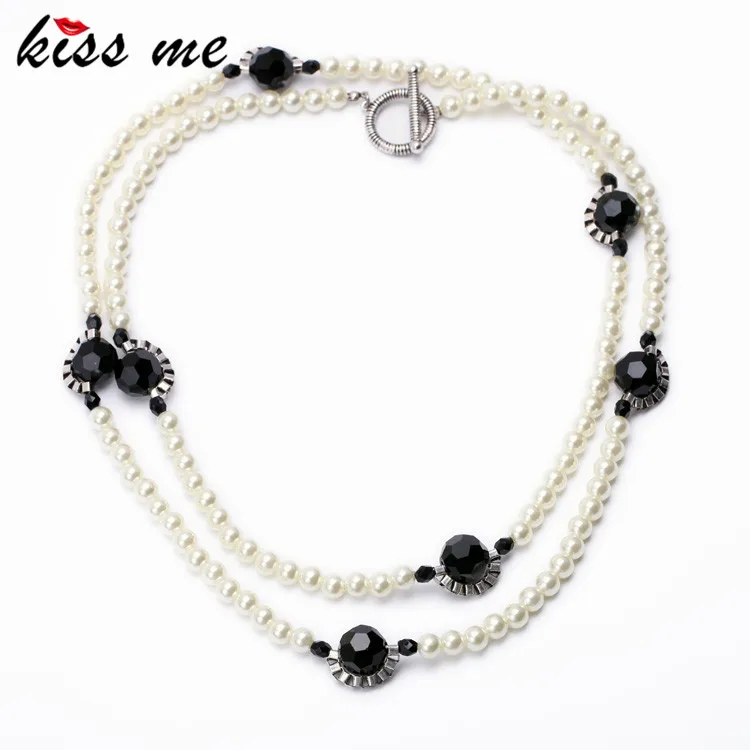 Fashion Necklaces for Women KISS ME New Item Beads Chain Simulated Pearls Long Necklace Jewelry Factory Wholesale | Украшения и
