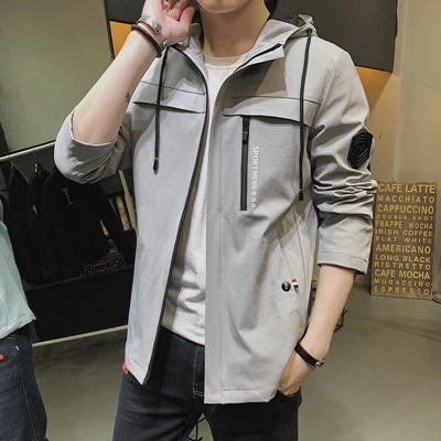 Серый Casaco Masculino standard Militar, новинка, весенне-осенние мужские куртки, однотонное пальто, мужская куртка, брендовая мужская куртка-бомбер размера плюс, приталенная - Цвет: Серый