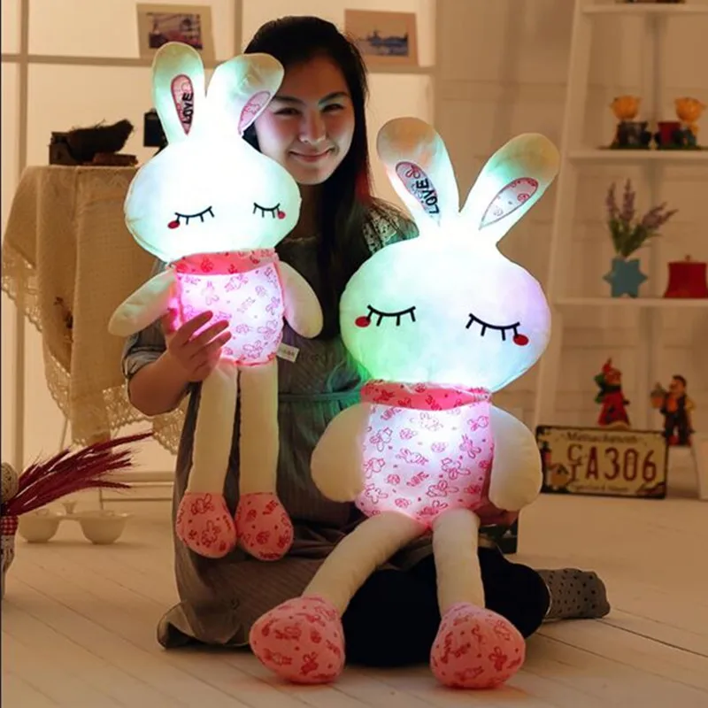 

75CM lovely pink rabbit plush toys for children boy and girls night luminous plush toy in Christmas gift and birthday to kids
