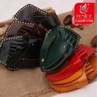 fenice high quality vintage leather case hairdressing barber salon holster pouch styling tools 7 hair scissors bag