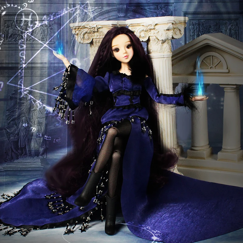 Шарнирная кукла H eadwear 1/6 BJD MMGirl Scorpio 14 с темно фиолетовым нарядом и подставкой для