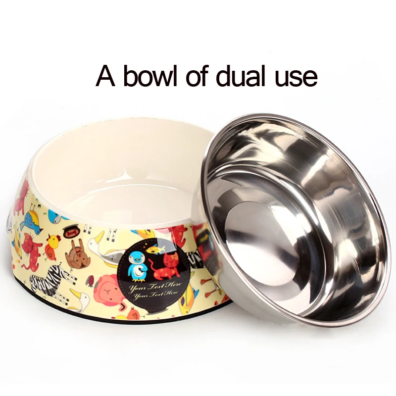 Мультфильм из нержавеющей стали два в одном утолщенная Нескользящая миска