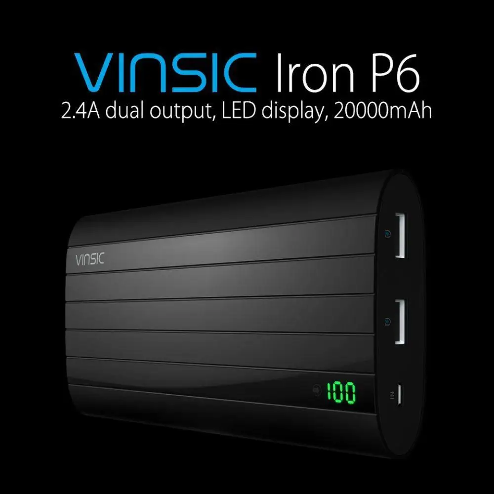 Из России) Vinsic Iron P6 20000 mAh внешний аккумулятор зарядное устройство двойной USB