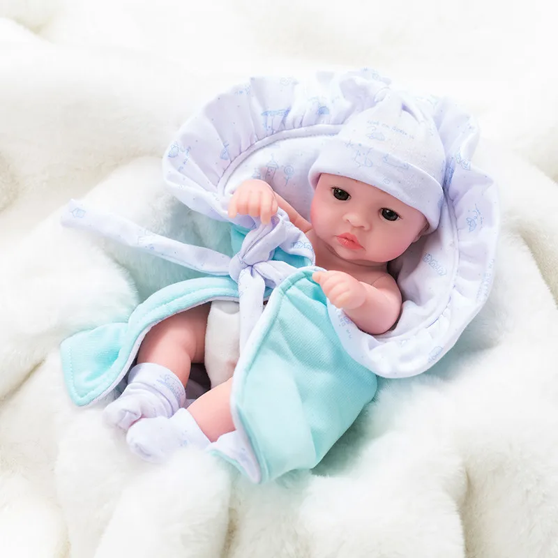 10 ''мини Reborn Младенцы девочка мальчик полный силиконовый винил милые Близнецы Bebe куклы реалистичные Bebes Новорожденные для малыша Купание кукла 26 см - Цвет: boy