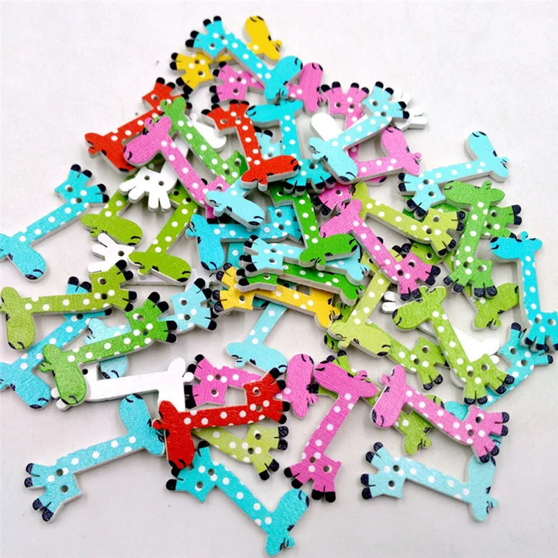 Новые квалифицированные 50 шт Жираф 2 отверстия деревянные Кнопки шитье для