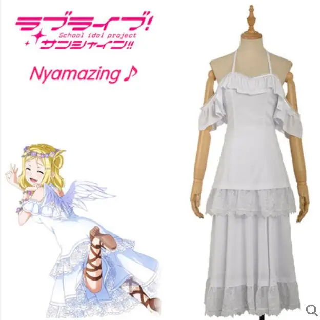 

Anime LoveLive!Sunshine!! Cos Aqours Mari Ohara Halloween Party Cosplay Female Angel No awakening Daily sweet dress Costume