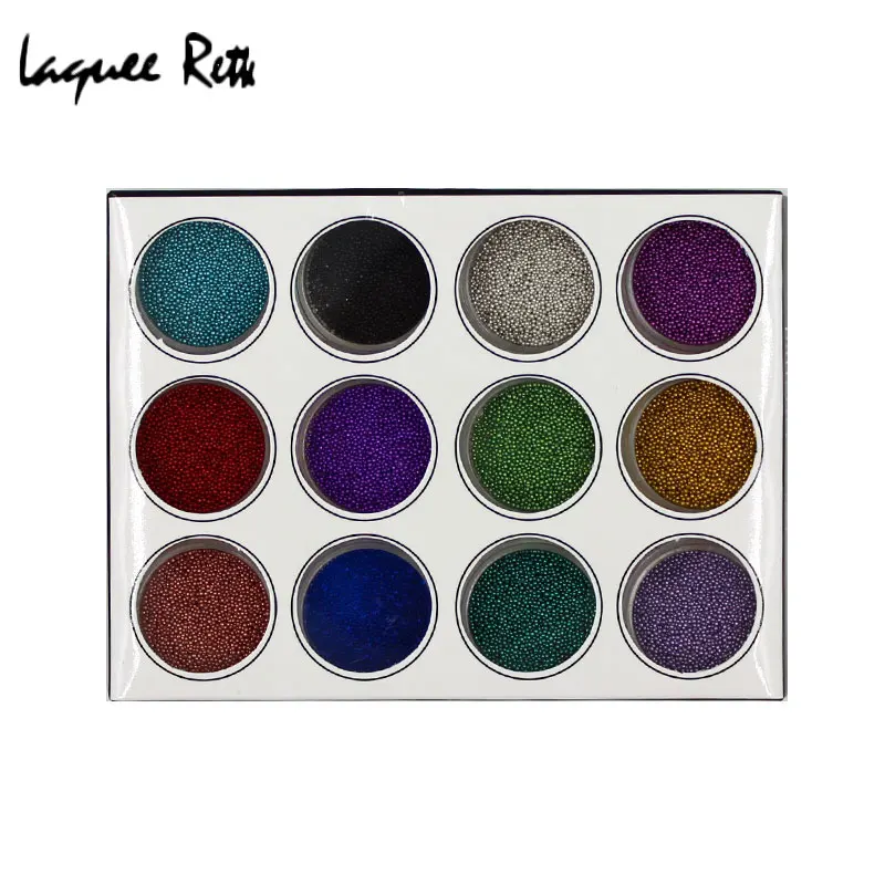 

12 Colors 3D Metal Nail Art Caviar Bead French Acrylic Nail Tips DIY Decoration Manicure Tools
