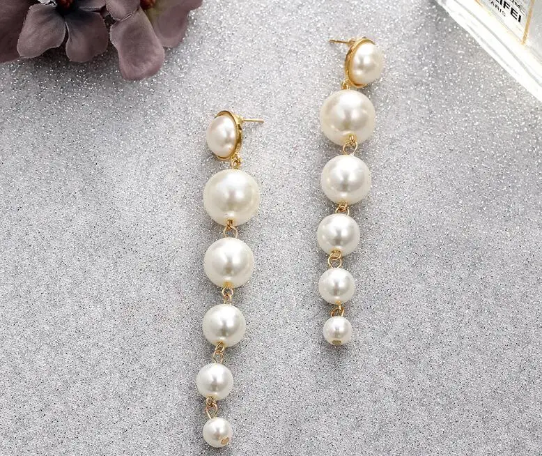 Модные элегантные длинные серьги с искусственным жемчугом эффектные жемчужной