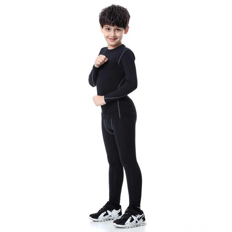 LANBAOSI Kids Compression Running Sets Long Sleeve Shirts Pants Basketball Football Youth Soccer Fitness Skinny Tights for Boys | Спорт и