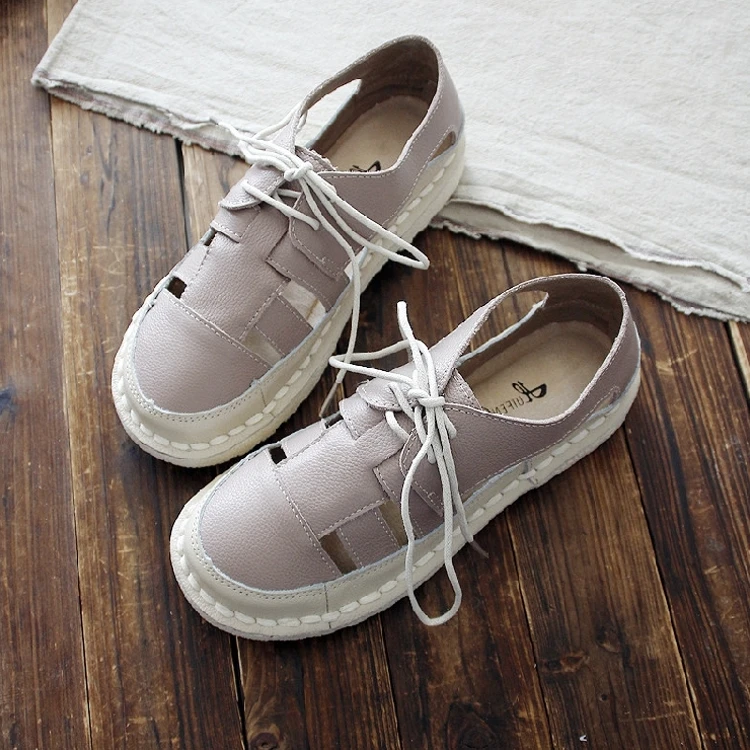 Careaymade-Originally Created Literature and Art Soft-soled Sandals,Female Retro Cowhide Super-soft Comfortable shoes