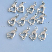 free shipping 50pcs findings making jewelry findings repair connector sterling silver heart lobster claw clasps 11x11mm