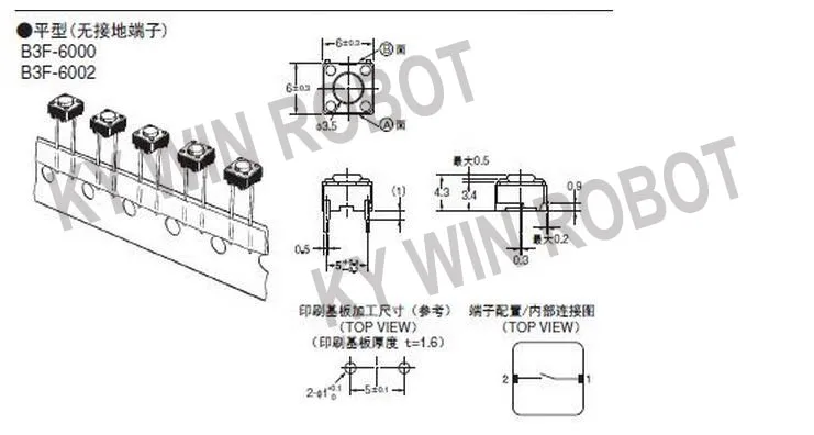 5 шт./Лот японский OMRON B3F 6022 квадратный кнопочный тактовый выключатель 6*6*5 микро