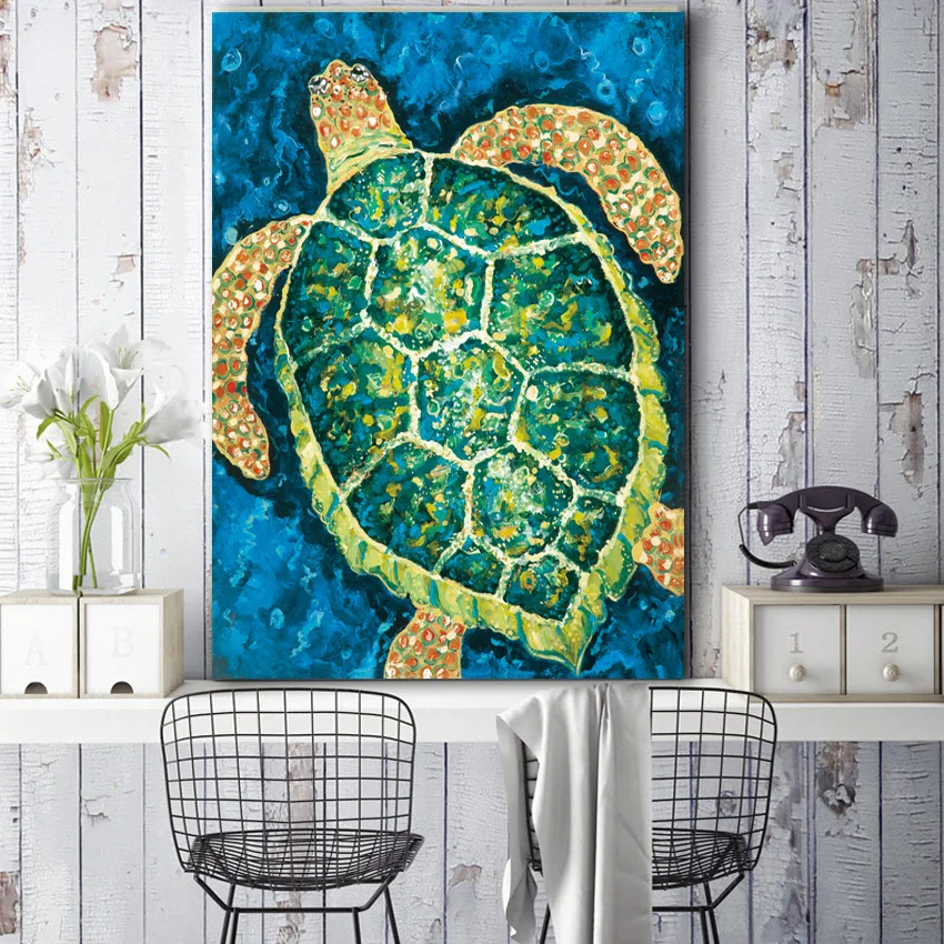 

Hd. Animal wall painting, watercolor sea turtle painting, children's home decorative painting ST243