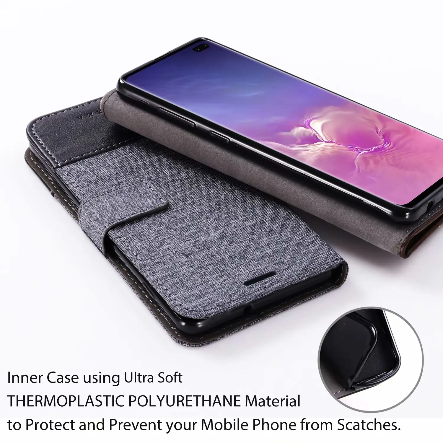 Denim Cloth + Leather Wallet Case For Samsung Galaxy S10 Plus S10E S9 S8 S7 Note 9 8 A3 A5 A7 2017 A6 A8 2018 Cover Phone Cases | Мобильные