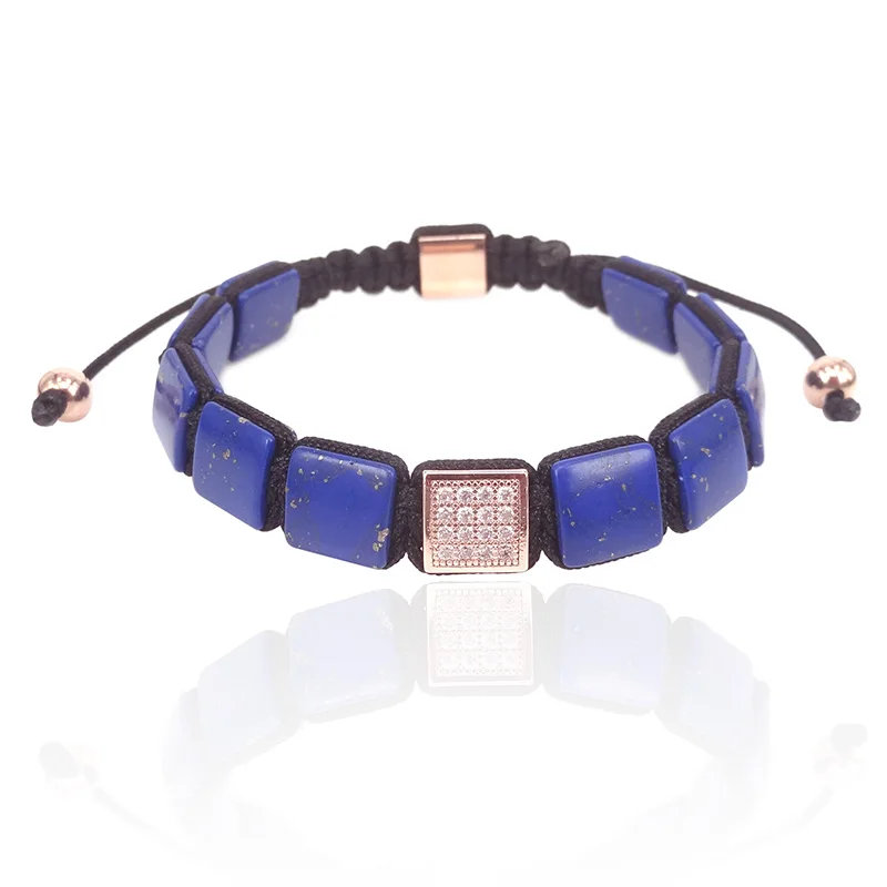 Браслет из натурального камня для женщин и мужчин браслеты с бирюзой квадратными