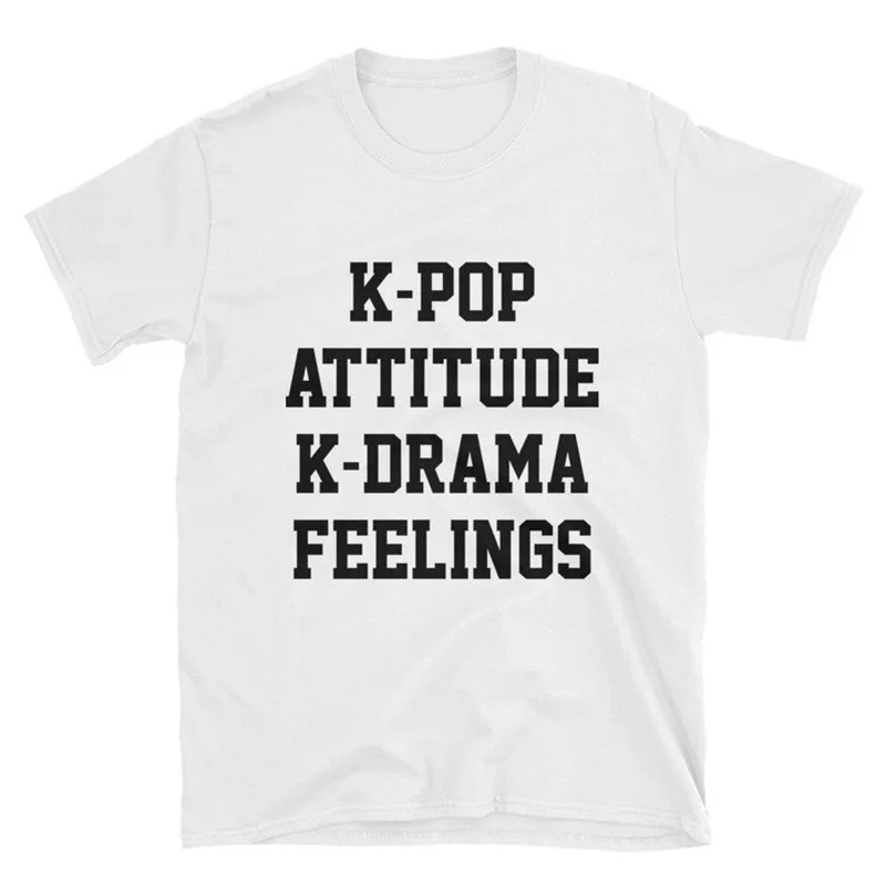 Футболка Harajuku K Pop Attitude Drama feeles Kpop модные корейские футболки с драмой летние топы