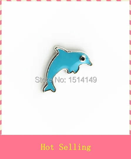 

Hot selling silver dolphin floating charms living glass floating memory locket