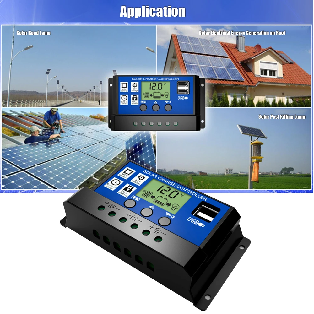 KKmoon Solar Controller 12V 24V 30A 20A 10A Regulator PWM Panel Battery Charger LCD Display Dual USB 5V Output | Обустройство дома