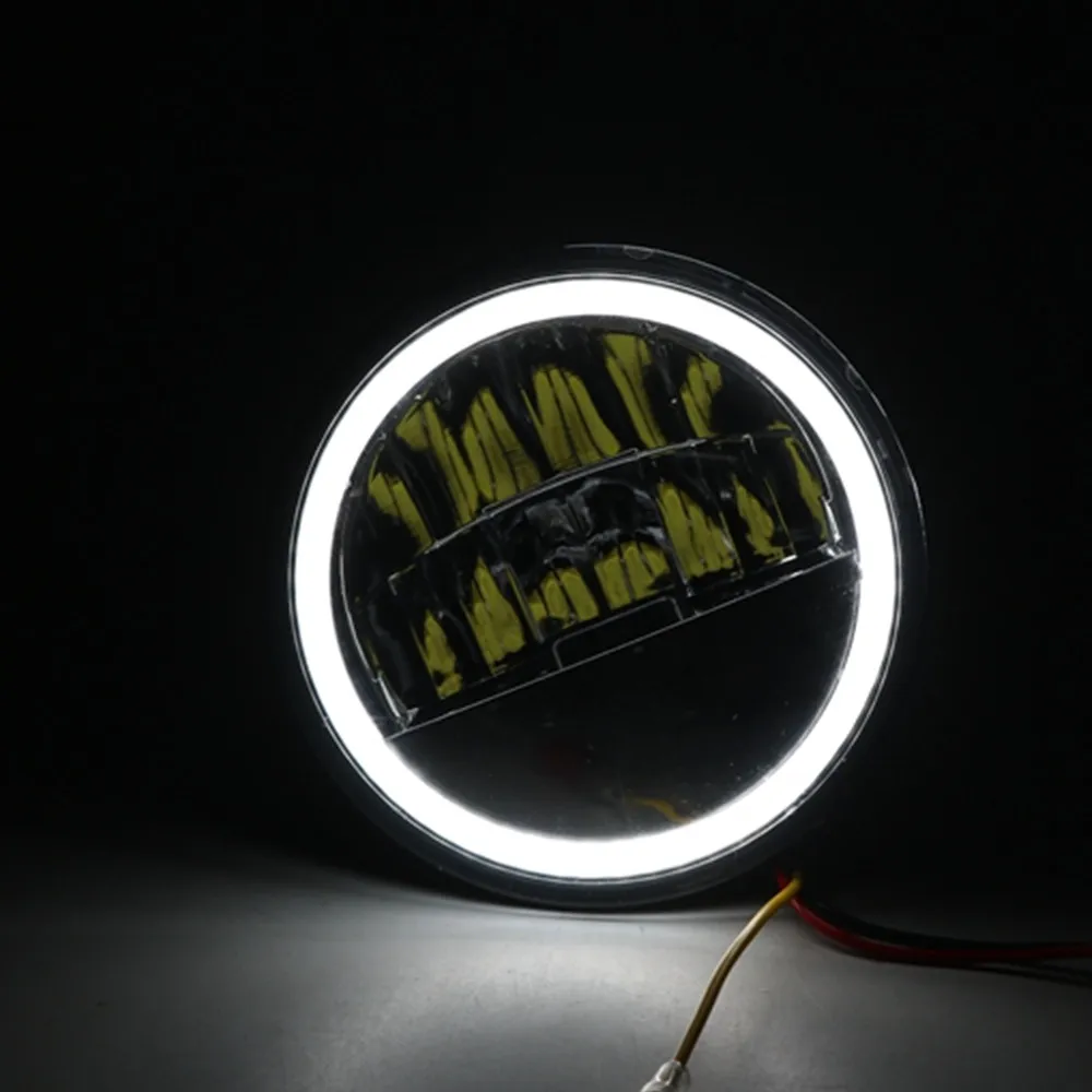 2 Pcs Reflector 4.5 Inch LED Passing Fog Lights Auxiliary Light White DRL Halo Motorcycle Fog Lamp
