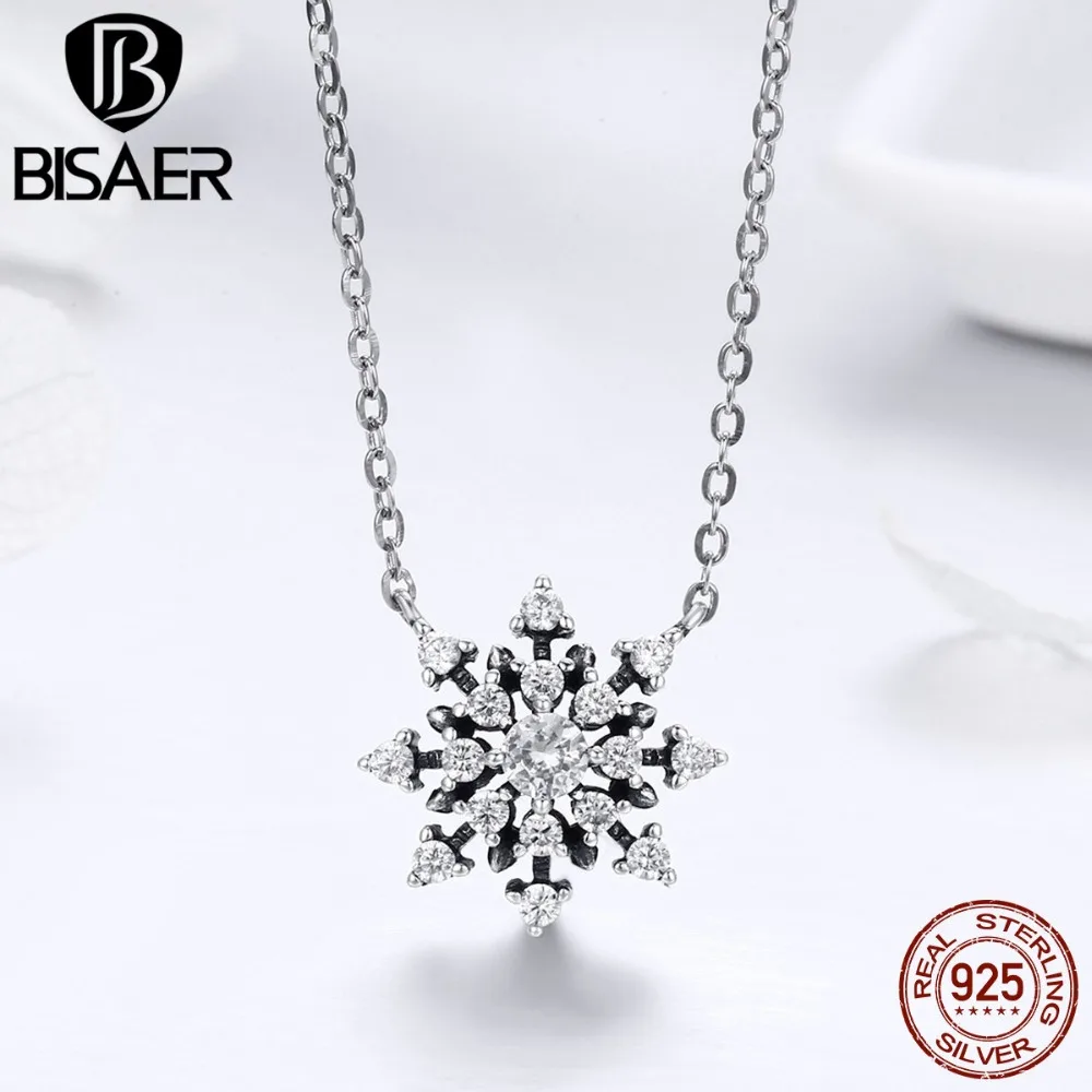 BISAER, натуральная 925 пробы, серебро, прозрачный, CZ, ослепительный, элегантный, снежинка, ювелирный набор для женщин, для свадьбы, помолвки, ювелирный подарок