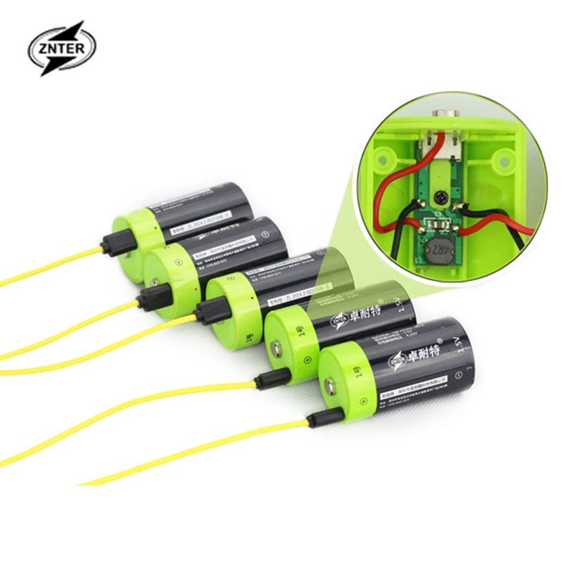 

ZNTER 6 шт. 1,5 В литий-полимерная аккумуляторная батарея размера D 4000 мАч Тип D для фонарика, медицинского использования и т. Д. + USB-кабель для зарядки