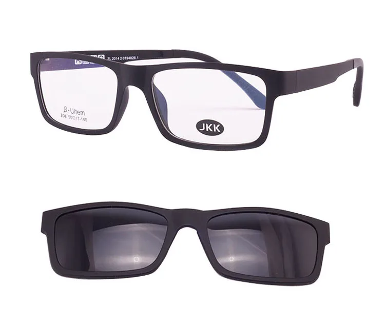 Black Full Frame Male and Female myopia Glasses Magnet Clip Small Size Eyeglasses 50 Sand Black Polarizing Sunglasses JKK104 - Цвет оправы: Black