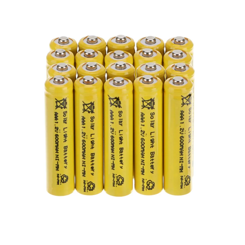 20PCS Yellow AAA 1.2V 600mAh Ni-MH Rechargeable Battery Ni MH Batteries For Solar Lights - US Shipping | Электроника