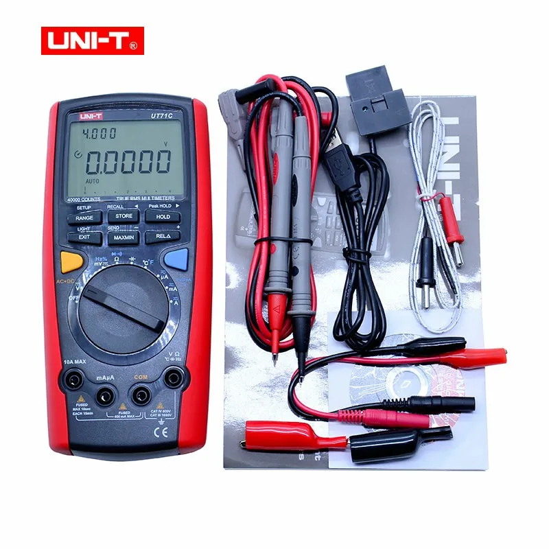 Цифровой мультиметр UNI-T UT71 A UT71B UT71C UT71E Ture Rms мультиметр с автоматическим диапазоном 39999 AC/DC напряжение с ЖК-дисплеем с подсветкой - Цвет: UT71C