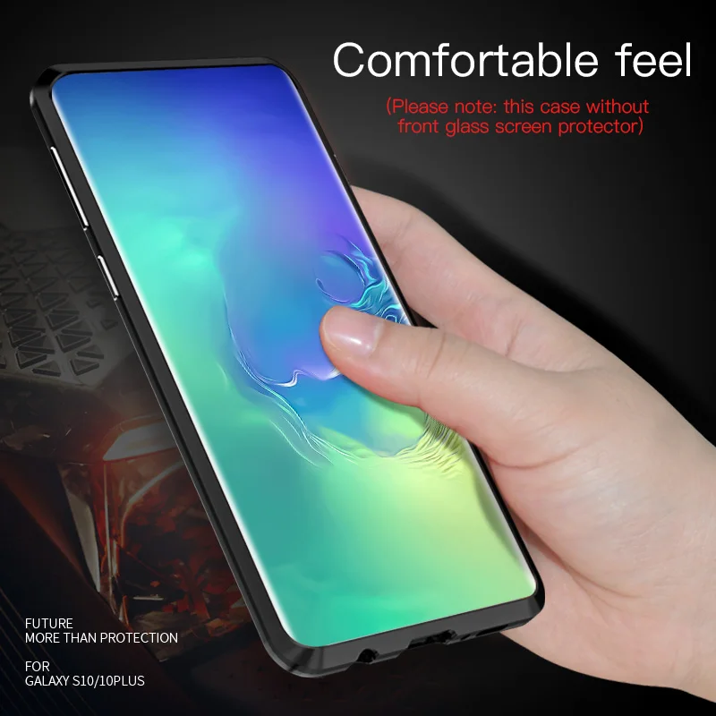 2019 для Galaxy S10 5G магнитный металлический бампер Samsung Note10 pro 4G с закаленным стеклом |