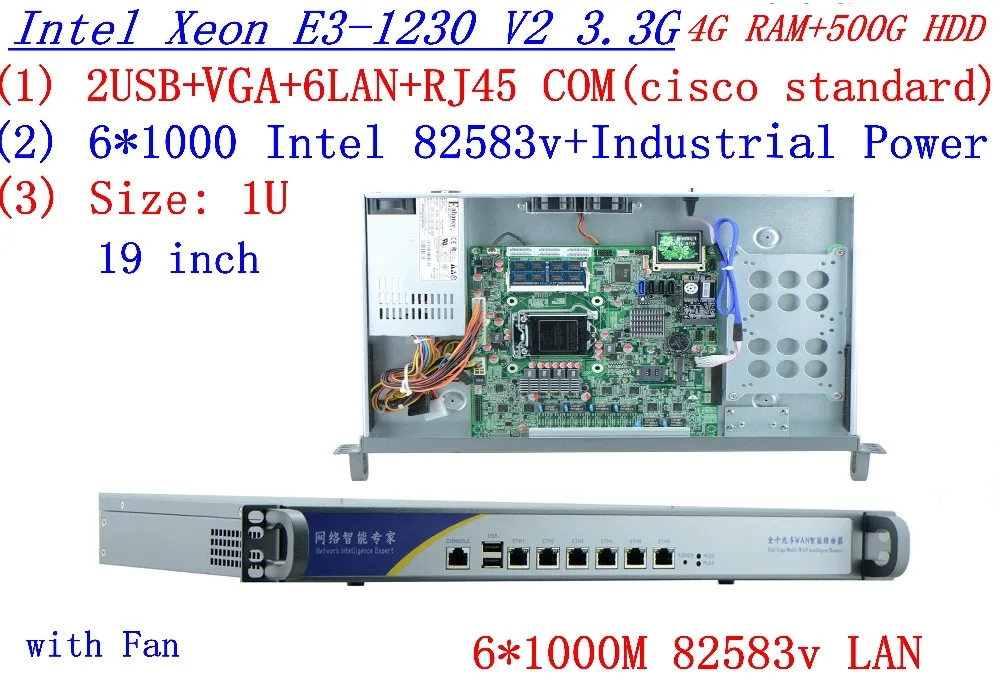 Серверный Сетевой сервер 1U брандмауэр с intel 6*82583 в Gigabit lan Inte Quad Core Xeon E3 1230 V2 3 3G 4G RAM