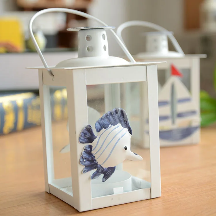 Кованые Подсвечники 4 ШТ./ЛОТ Средиземноморский Стиль ураган лампы Стеклянный