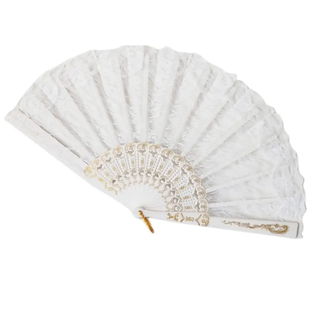 Китайский Винтажный стиль кружева Шелковый складной ручной вентилятор