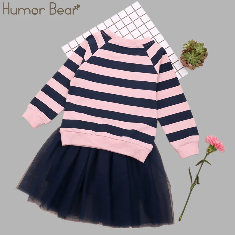 Humor Bear/новая осенняя одежда для маленьких девочек комплекты одежды для девочек футболка с длинными рукавами и рисунком кота из пайеток+ юбка со звездами повседневные костюмы для девочек из 2 предметов