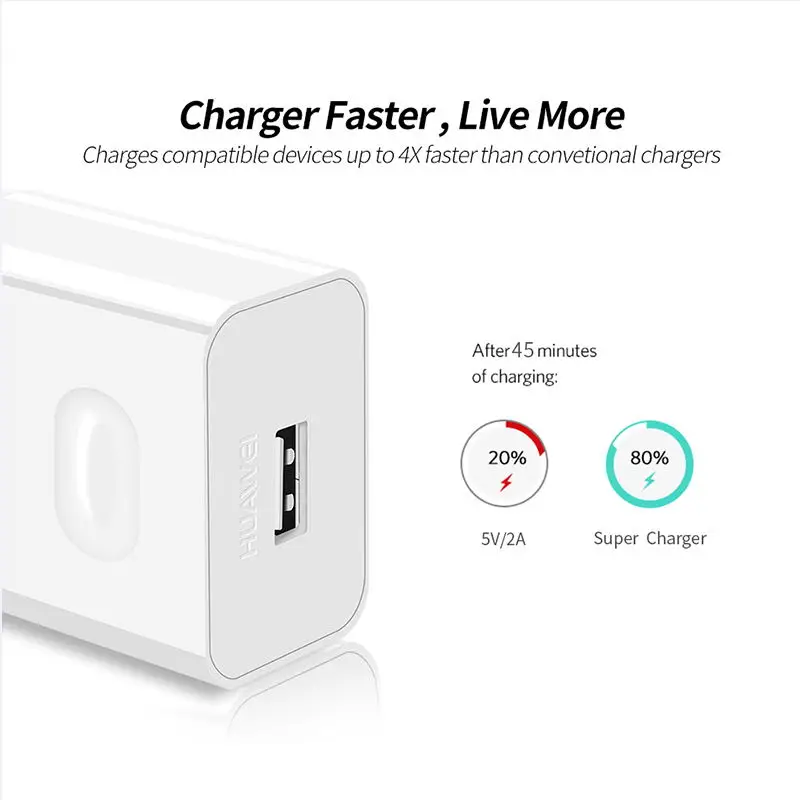 

Huawei USB Charger Wall Travel SuperCharge Fast 100% Original 5V4.5A 5A USB Type C Cable P20 Pro Lite P10 P9 Plus Mate10 Mate9