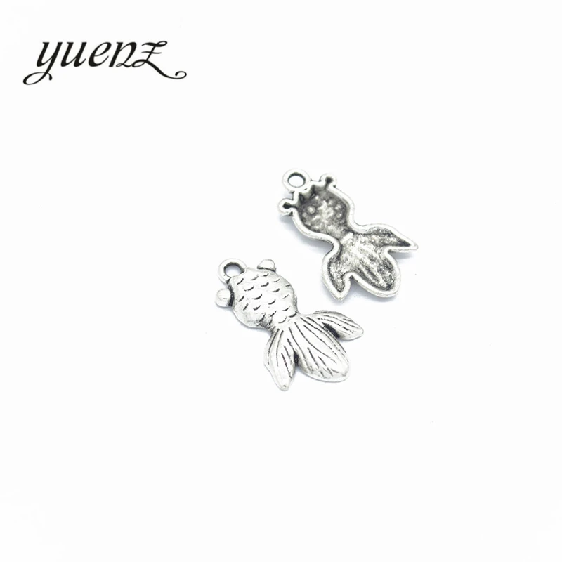 YuenZ 10 pcs 2 color Antique Silver fish Charms Zinc Alloy necklace earring bracelet jewelry DIY handmade 25*15mm D746 | Украшения и
