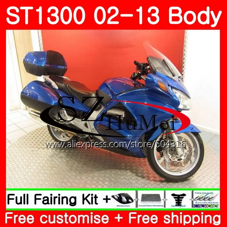 Обтекатель для HONDA Pan European STX1300 ST1300 02 07 08 09 10 11 12 111SH8 ST 1300 Hot blue 2007 2008 2009 2010 2011