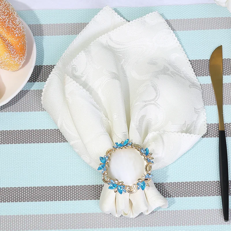 50PCS creative metal napkin ring flower imitation jade cocktail jewelry home furnishings | Дом и сад