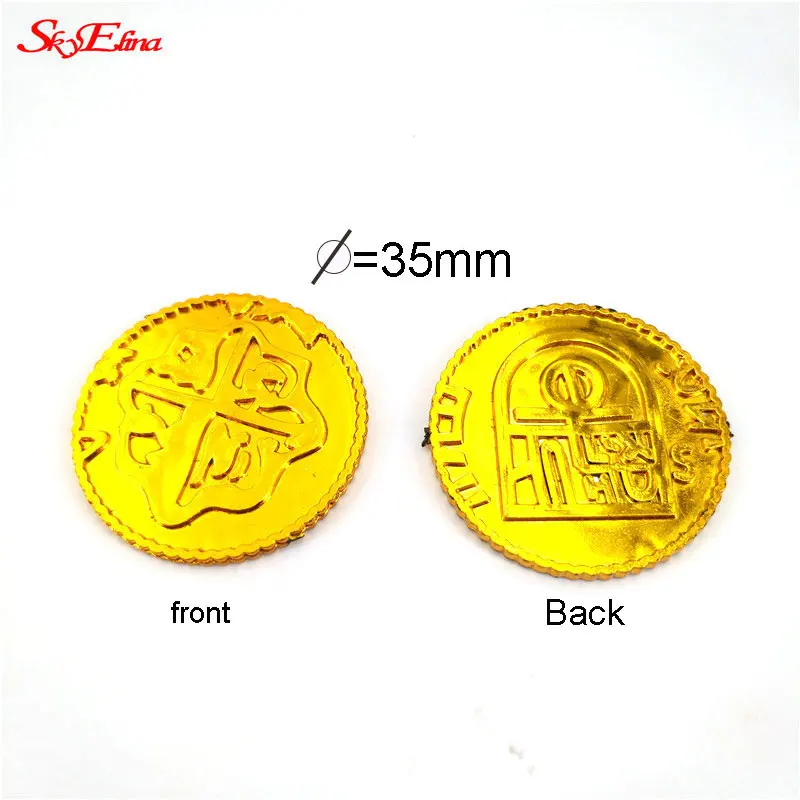 2018 50 шт. рождественские пластиковые золотые монеты с сокровищами капитан пират