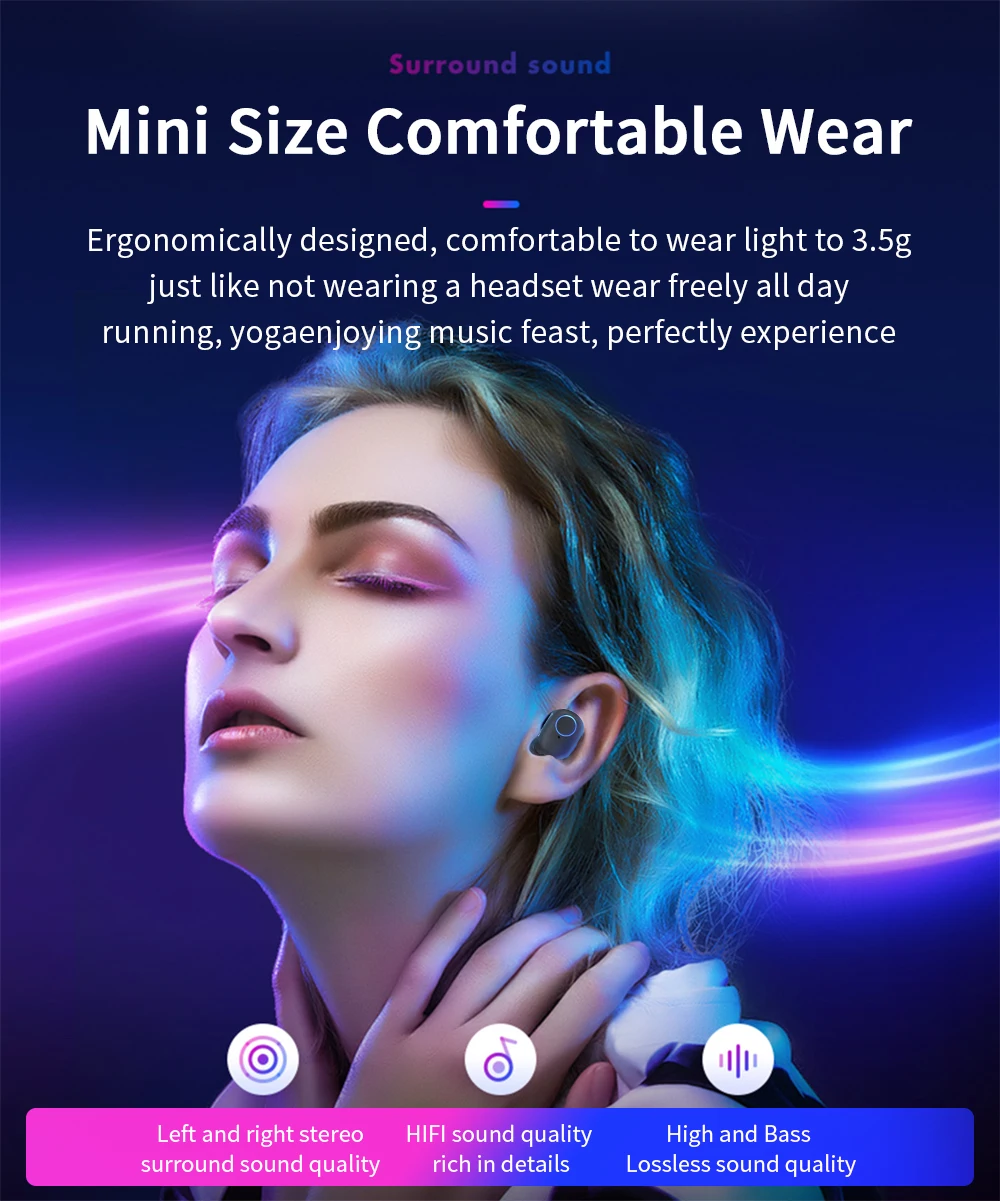 Беспроводные наушники Essager T1 TWS, Bluetooth наушники, гарнитура, мини наушники, наушники для игр, наушники