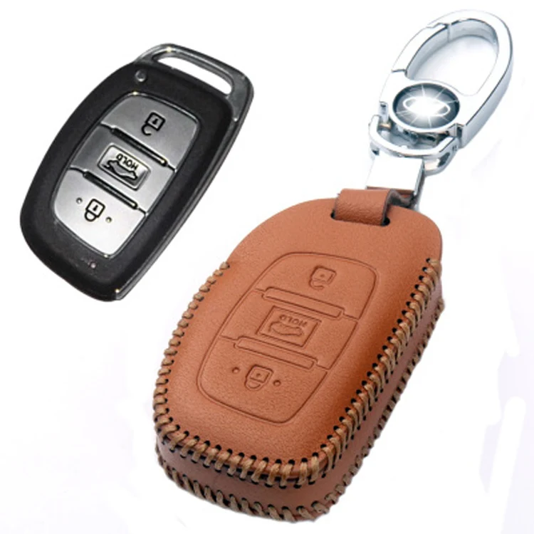 Совершенно новый кожаный чехол для ключей с 3 кнопками Hyundai Series C Type|leather key fob holder|key