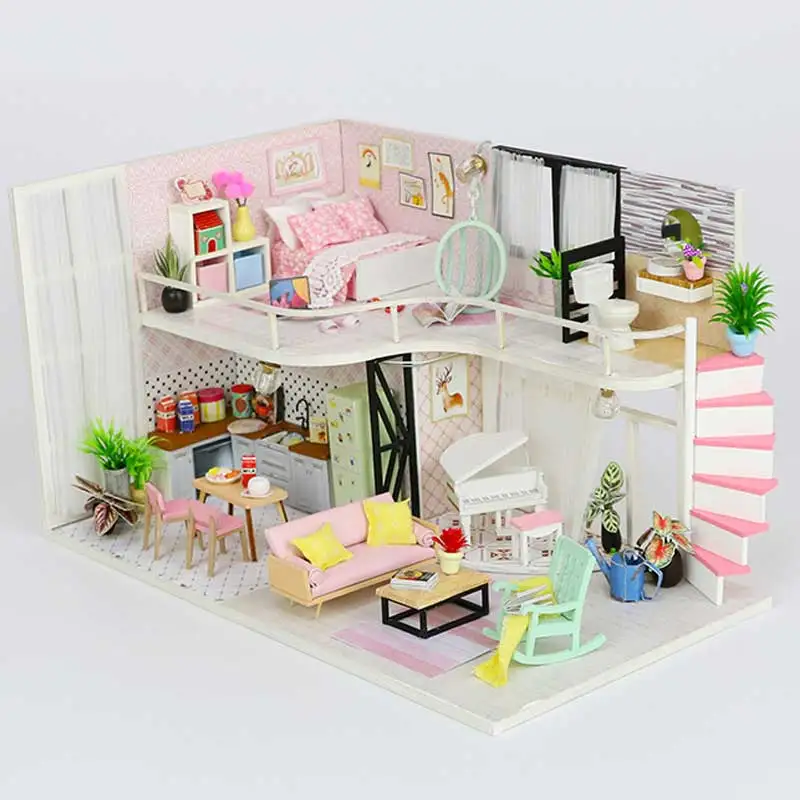 Маленький 3D Деревянный Мини Кукольный дом DIY кукольный домик реалистичные миниатюрные кукольные домики ручной работы набор игрушек для детей девочек рождественские подарки
