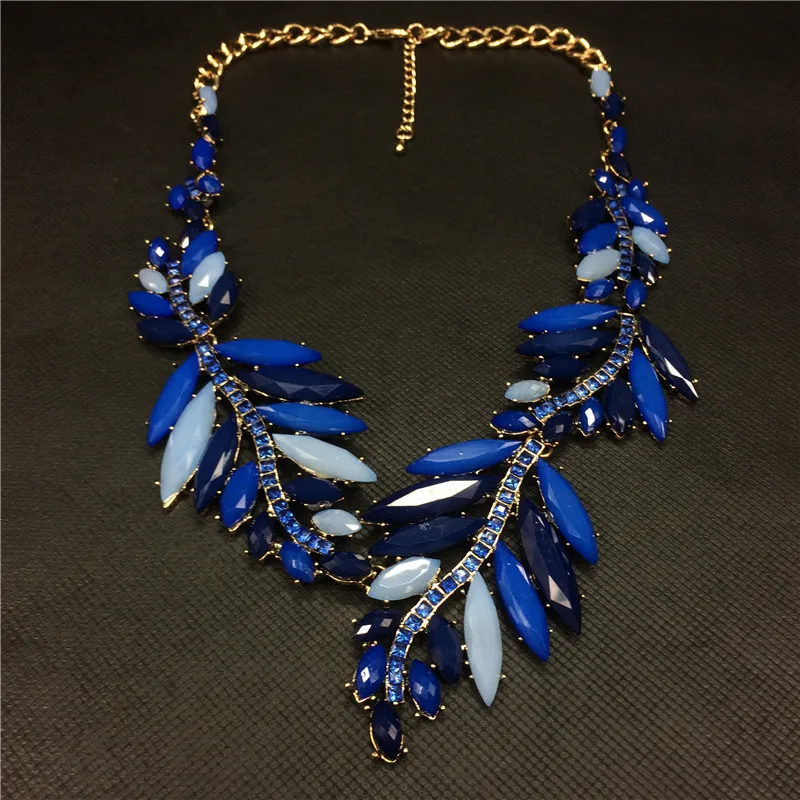 Luxury Resin Leaf Shaped Pendant Necklace Women Statement Necklaces Party Jewelry YaoXi | Украшения и аксессуары