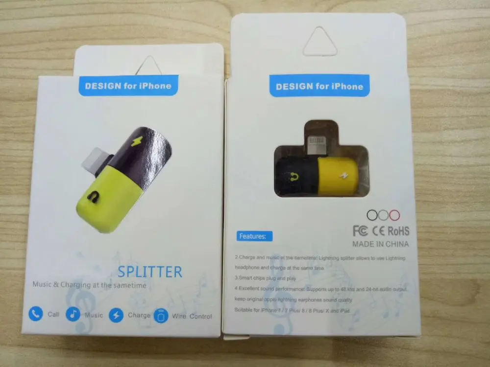 

10pcs/lot USB Audio Cable Adapter 2 in 1 Audio Adapter with Microphone 3.5mm and 8Pin Charging USB For iPhoneX 7 8 With Box