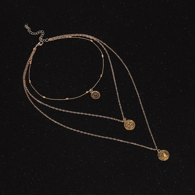 Модный простой сплав портретная медаль Многоуровневое ожерелье популярная