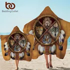 Полотенце BeddingOutlet с капюшоном волка, детское полотенце из микрофибры с капюшоном в виде диких животных, Ловец снов с капюшоном и львом, носимое пляжное полотенце, Прямая поставка